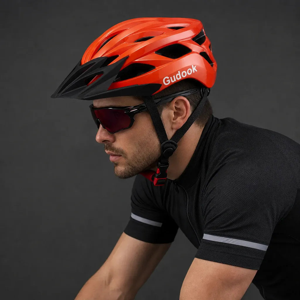 Veltrix-Bike Casque Visière Amovible Orange Et Noir