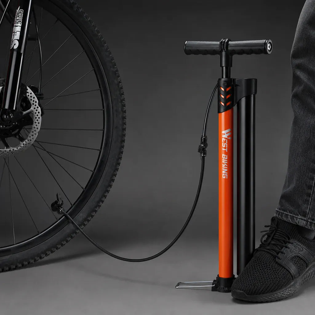 Veltrix-Bike Pompe Acier Allié Double Tube Avec Manomètre