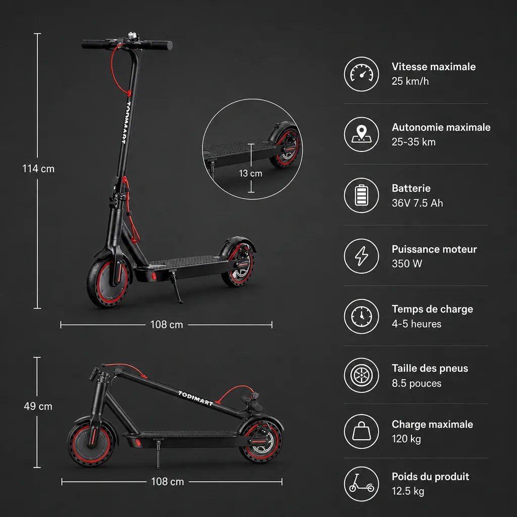 Veltrix-Bike Trottinette Électrique Pliable En Alliage D’Aluminium Noir