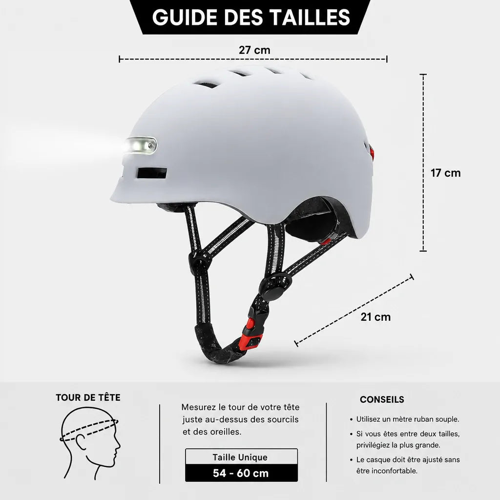 Veltrix-Bike Casque Avec Éclairage LED Blanc Intégré