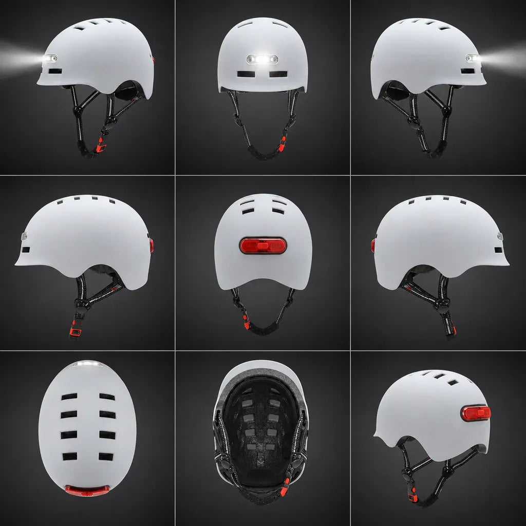 Veltrix-Bike Casque Avec Éclairage LED Blanc Intégré