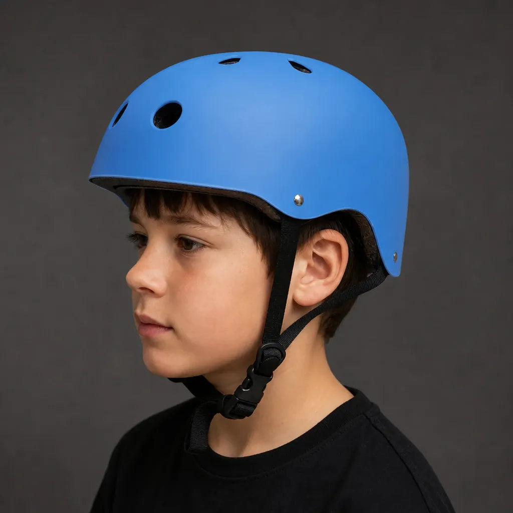 Veltrix-Bike Casque Bol Enfant Bleu pour Vélo et Trottinette