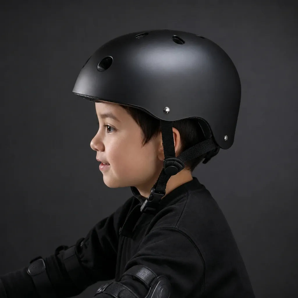 Veltrix-Bike Casque bol enfant noir mat pour vélo et trottinette