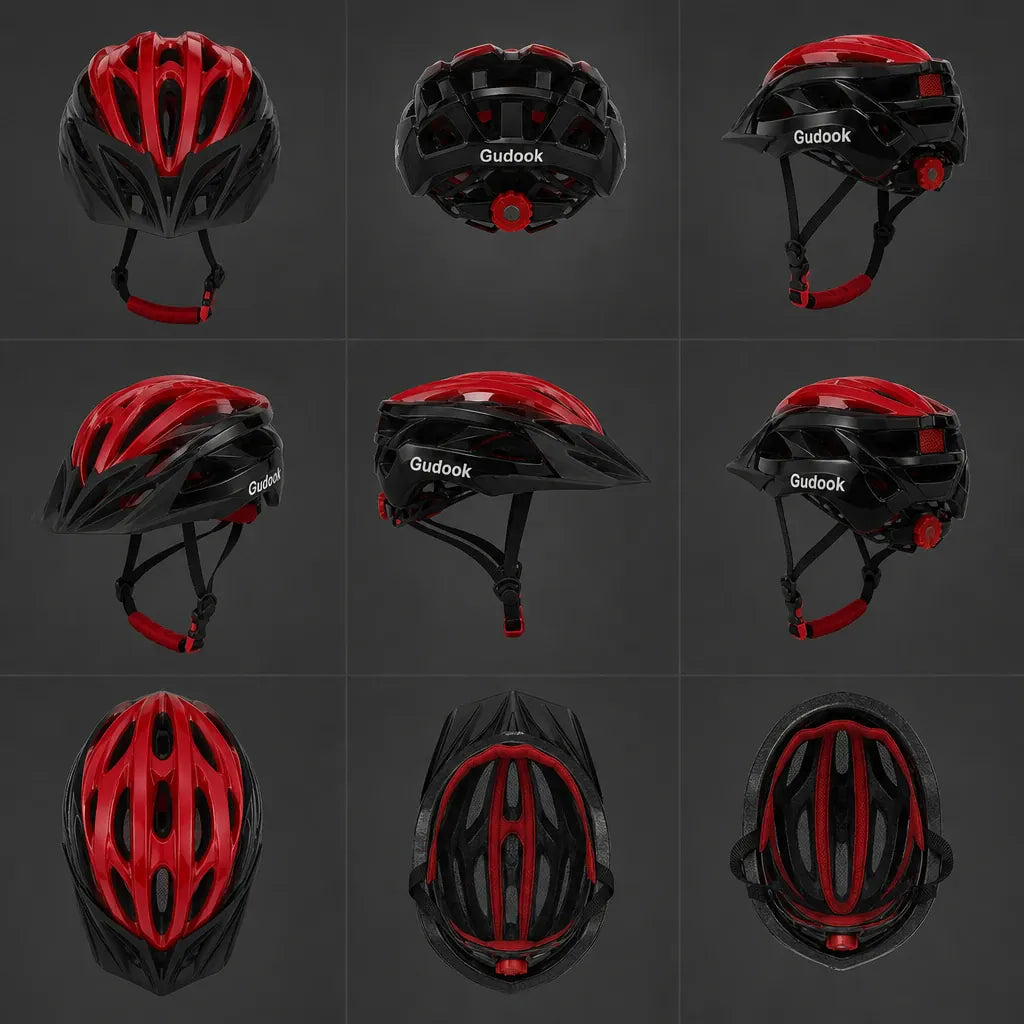 Veltrix-Bike Casque De Vélo Rouge Et Noir