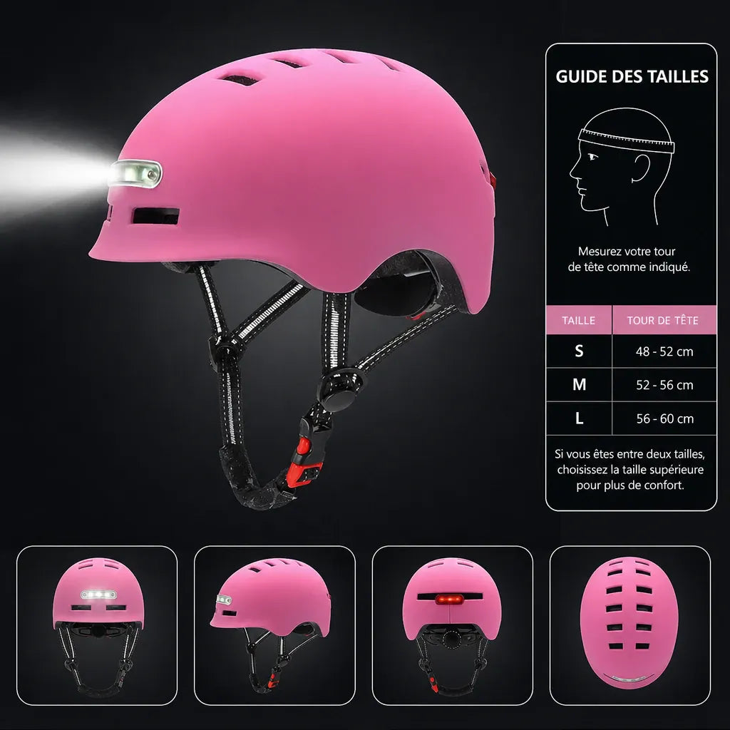 Veltrix-Bike Casque EPS Rose Avec Éclairage LED