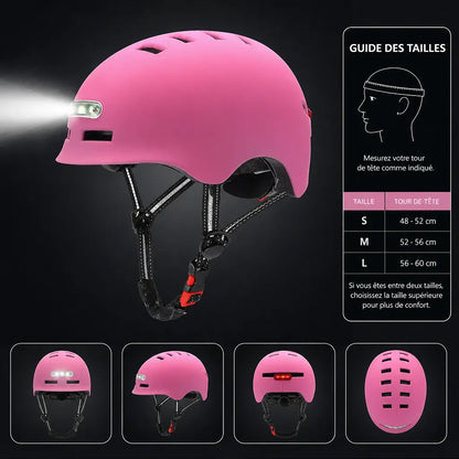 Veltrix-Bike Casque EPS Rose Avec Éclairage LED