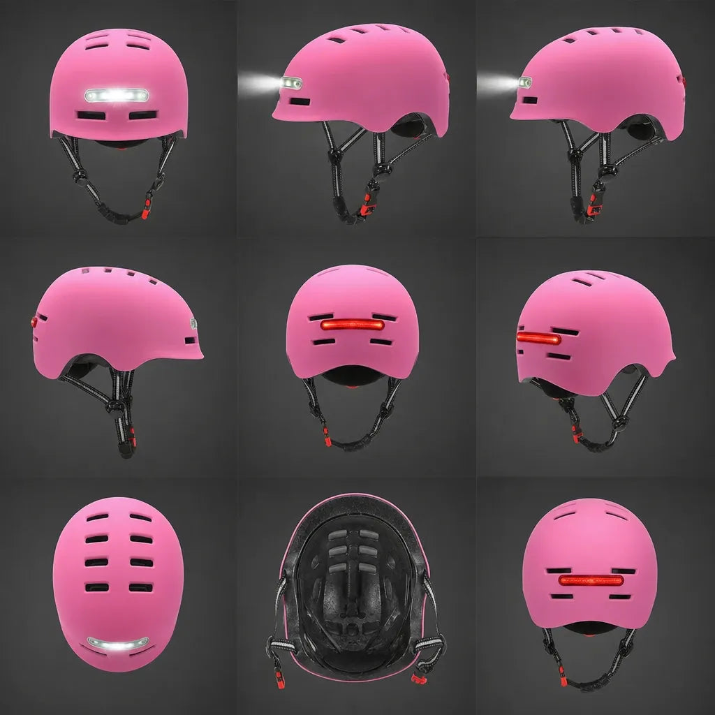 Veltrix-Bike Casque EPS Rose Avec Éclairage LED