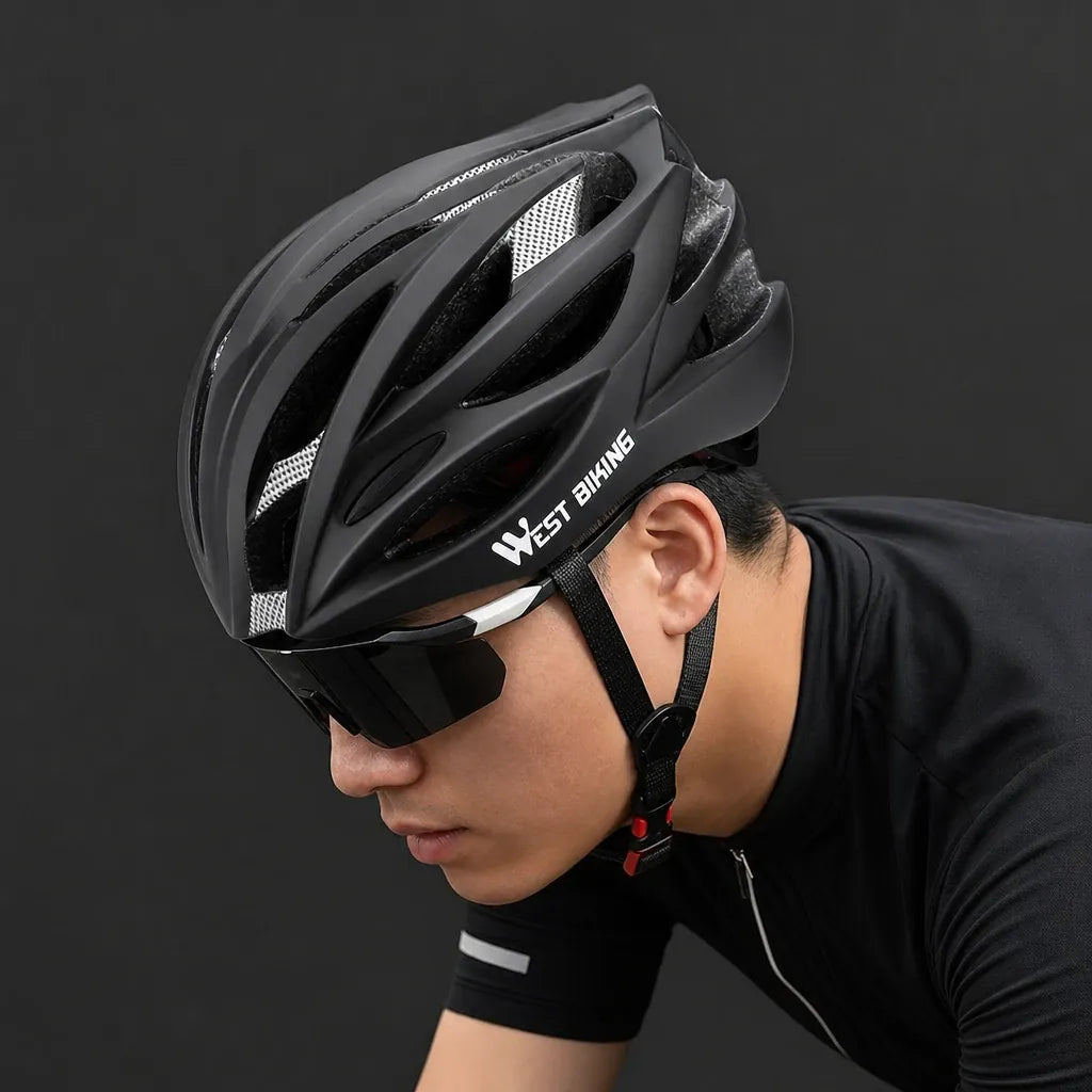 Veltrix-Bike Casque Noir Moulé Intégralement