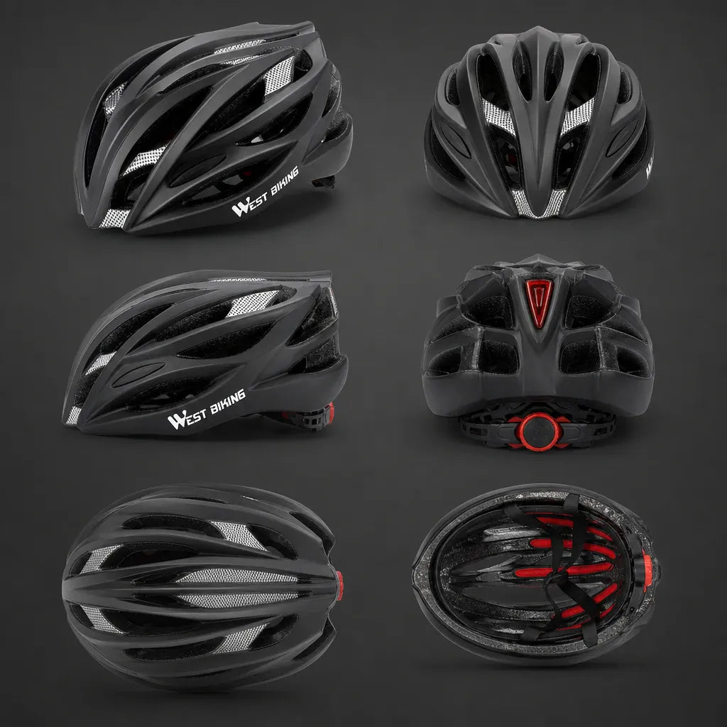 Veltrix-Bike Casque Noir Moulé Intégralement