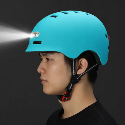 Veltrix-Bike Casque Turquoise Avec Éclairage LED