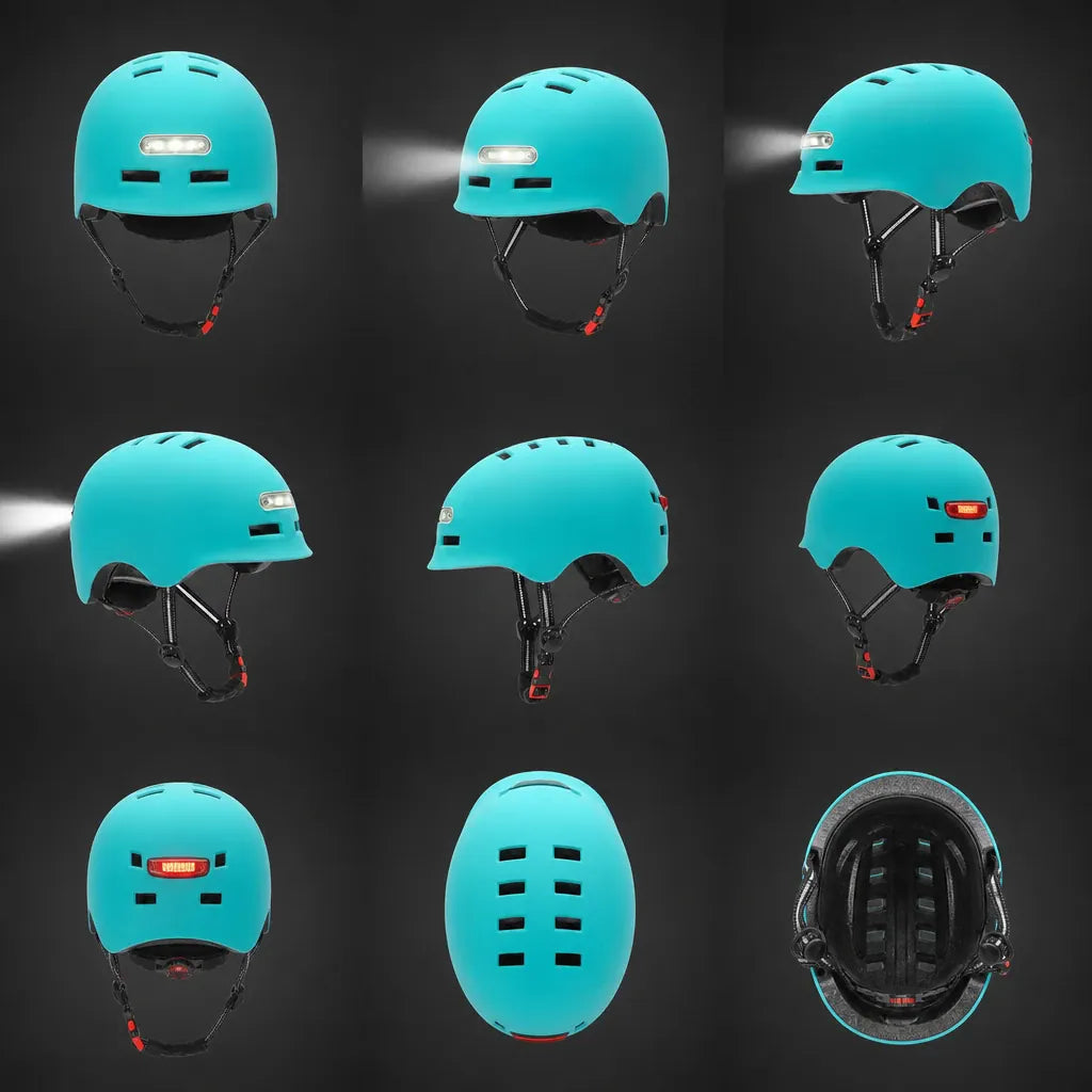 Veltrix-Bike Casque Turquoise Avec Éclairage LED