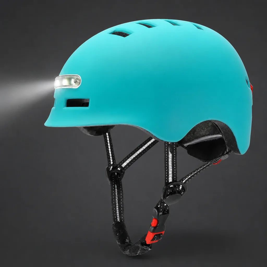 Veltrix-Bike Casque Turquoise Avec Éclairage LED