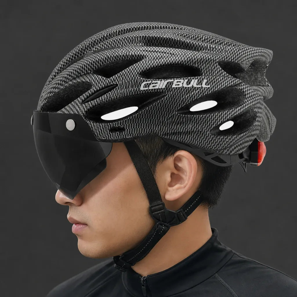 Veltrix-Bike Casque Velo Avec Visière Avec Éclairage LED