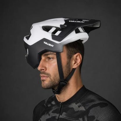 Veltrix-Bike Casque VTT Adulte Unisexe avec Visière Intégrée Noir et Blanc