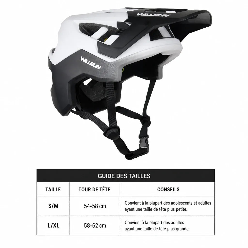 Veltrix-Bike Casque VTT Adulte Unisexe avec Visière Intégrée Noir et Blanc