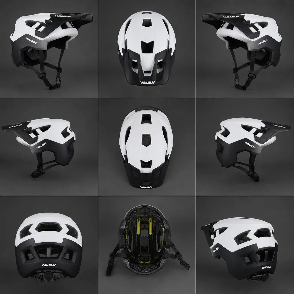 Veltrix-Bike Casque VTT Adulte Unisexe avec Visière Intégrée Noir et Blanc
