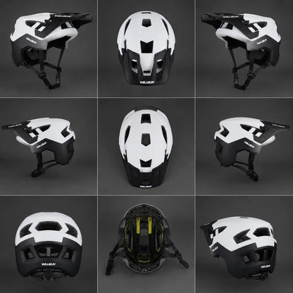 Veltrix-Bike Casque VTT Adulte Unisexe avec Visière Intégrée Noir et Blanc