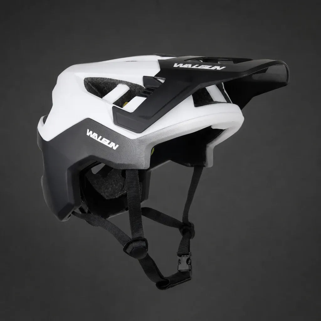 Veltrix-Bike Casque VTT Adulte Unisexe avec Visière Intégrée Noir et Blanc