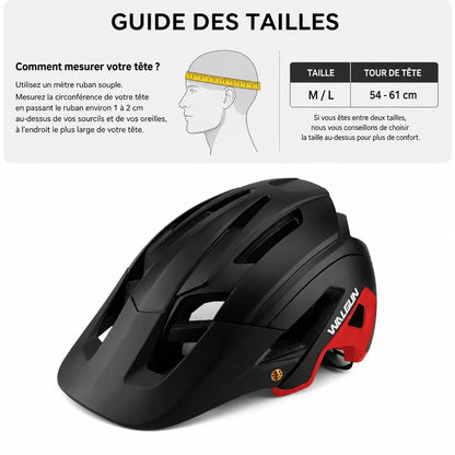 Veltrix-Bike Casque VTT In-Mold Noir et Rouge avec Visière