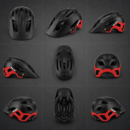 Veltrix-Bike Casque VTT In-Mold Noir et Rouge avec Visière