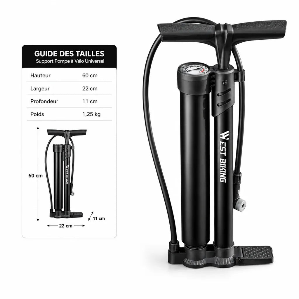 Veltrix-Bike Pompe Acier Double Tube Avec Manomètre