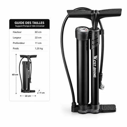 Veltrix-Bike Pompe Acier Double Tube Avec Manomètre