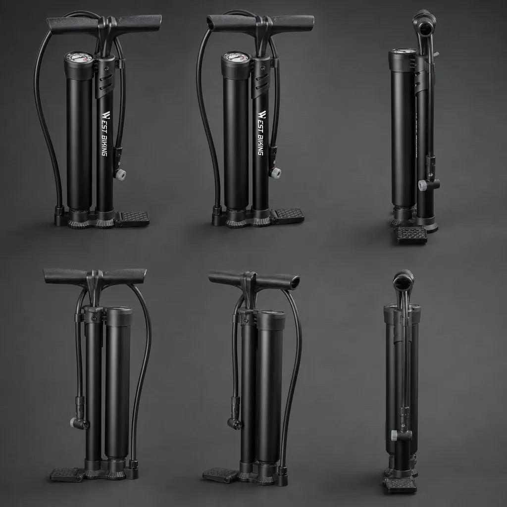 Veltrix-Bike Pompe Acier Double Tube Avec Manomètre