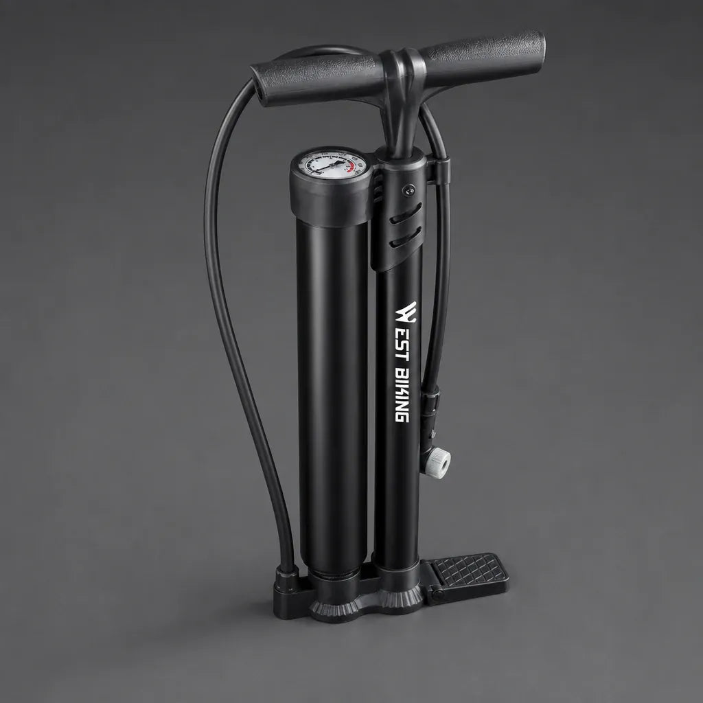 Veltrix-Bike Pompe Acier Double Tube Avec Manomètre