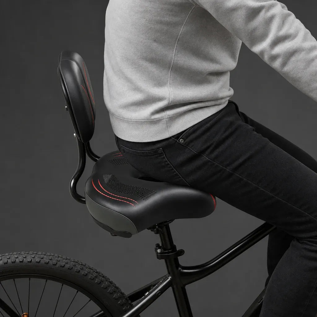 Veltrix-Bike Selle Cuir Avec Dossier Réglable Extra Large