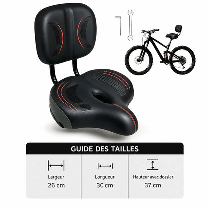 Veltrix-Bike Selle Cuir Avec Dossier Réglable Extra Large