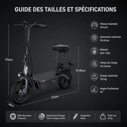 Veltrix-Bike Trottinette Électrique Avec Siège Et Panier