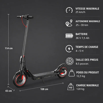 Veltrix-Bike Trottinette Électrique Pliante Noir Et Rouge Pliable