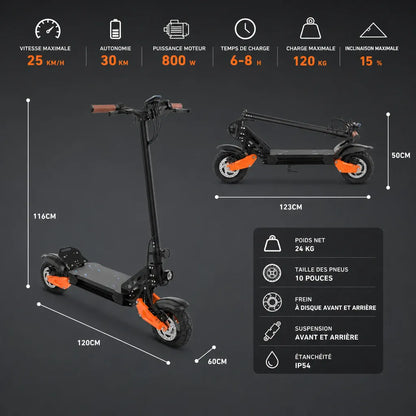 Veltrix-Bike Trottinette Électrique Tout-Terrain Noir Et Orange