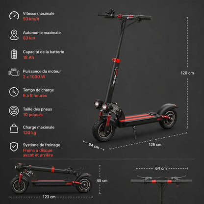 Veltrix-Bike Trottinette Électrique Tout-Terrain Pliable 10 Pouces