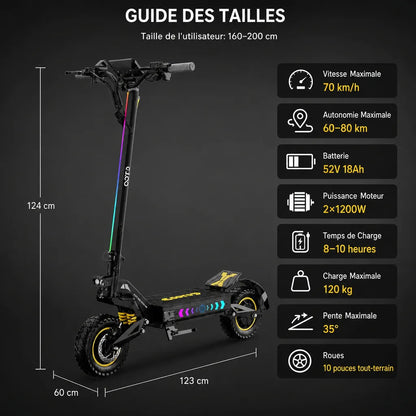 Veltrix-Bike Trottinettes Électriques Grosses Roues Tout-Terrain Double