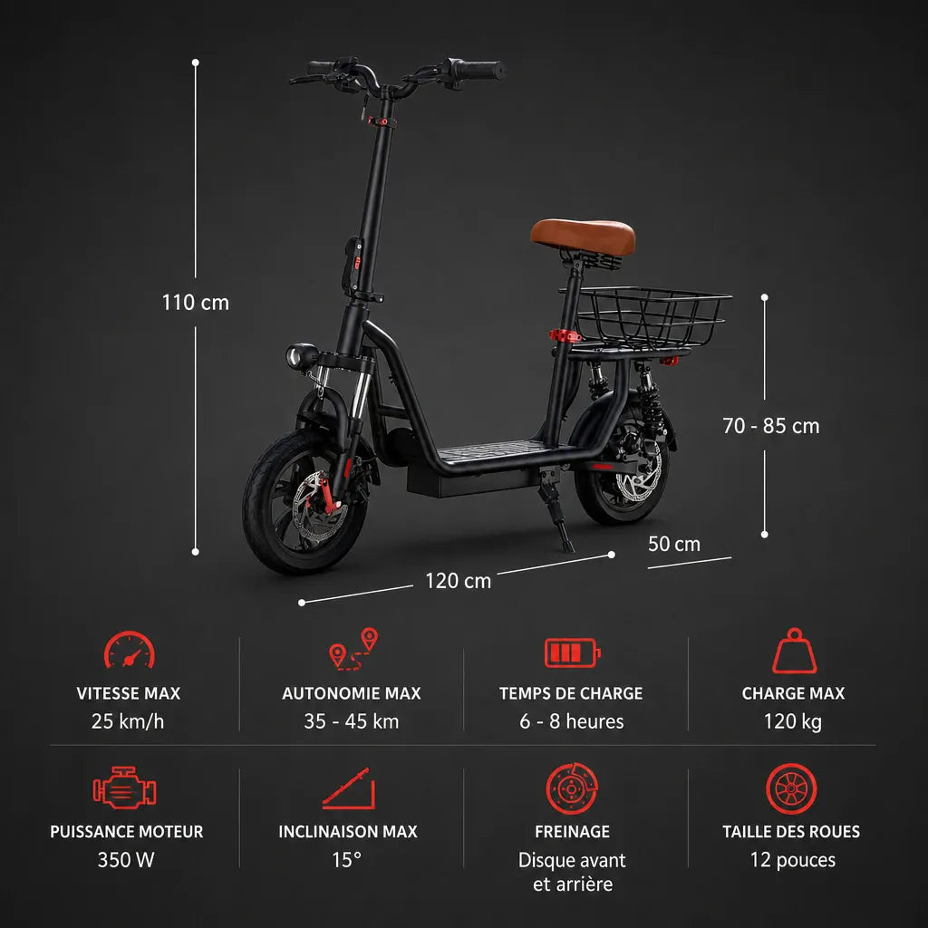 Veltrix-Bike Trottinettes Pliable Avec Siège Et Panier