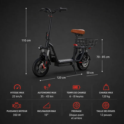 Veltrix-Bike Trottinettes Pliable Avec Siège Et Panier