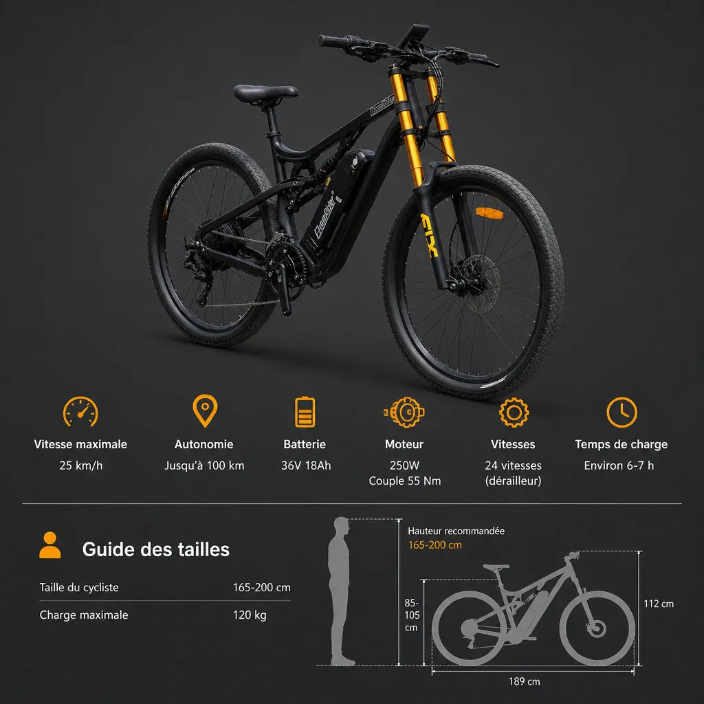 Veltrix-Bike Vélo Électrique Adulte Tout Suspendu VTT