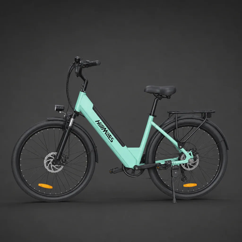 Veltrix-Bike Vélo Électrique De Ville 7 Vitesses Vert Freins À Disque