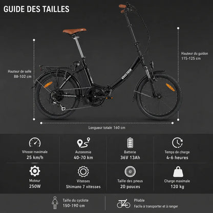 Veltrix-Bike Vélo Électrique Pliant Noir