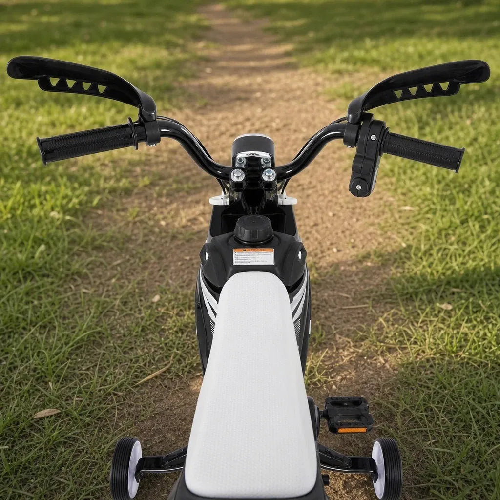 Veltrix-Bike Vélo motocross enfant noir et blanc avec roues stabilisatrices