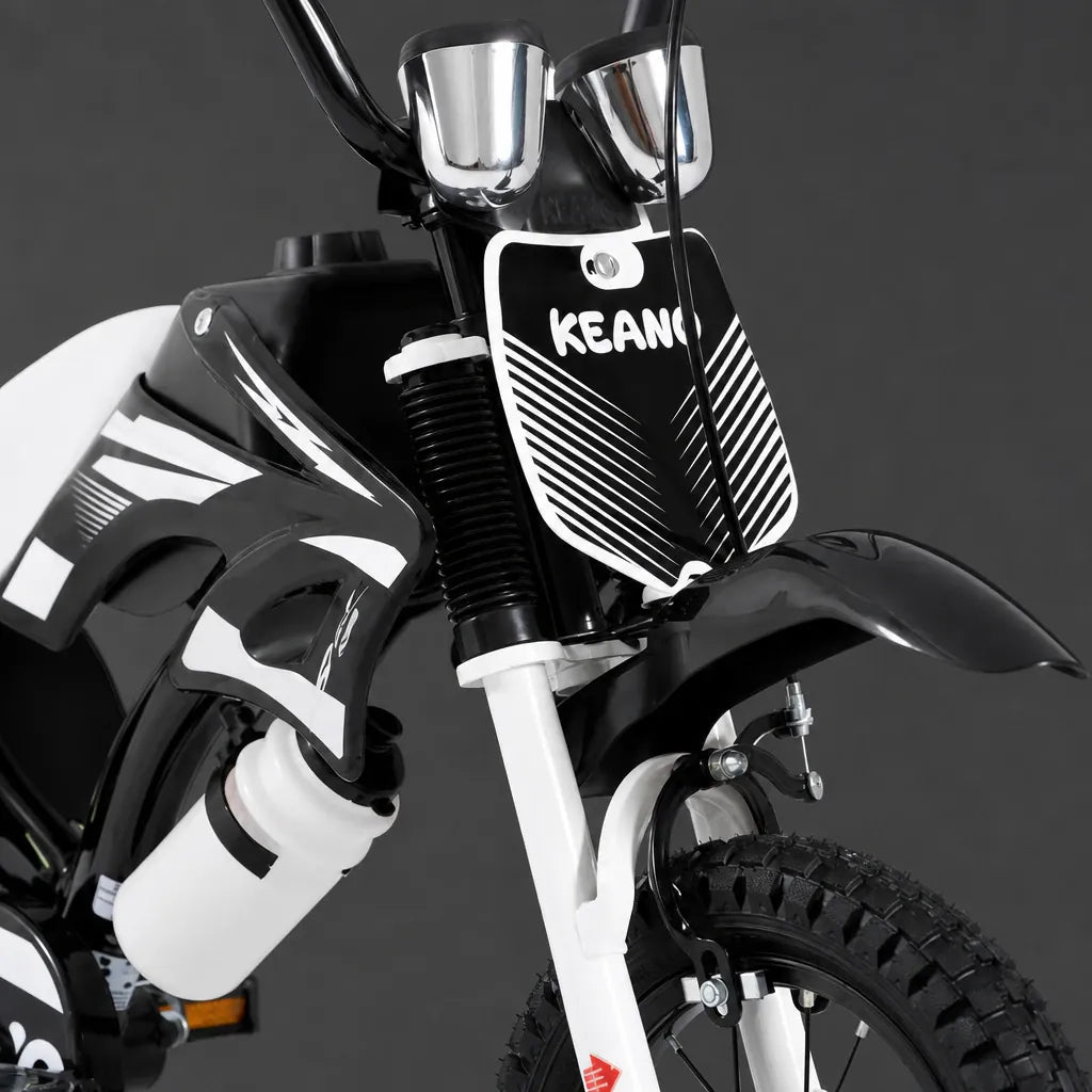 Veltrix-Bike Vélo motocross enfant noir et blanc avec roues stabilisatrices