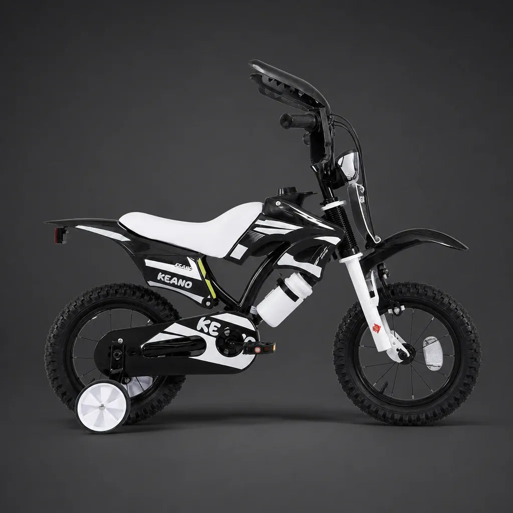 Veltrix-Bike Vélo motocross enfant noir et blanc avec roues stabilisatrices