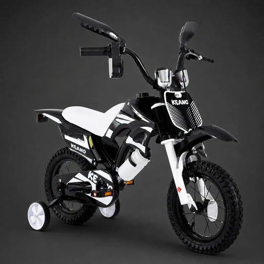 Veltrix-Bike Vélo motocross enfant noir et blanc avec roues stabilisatrices